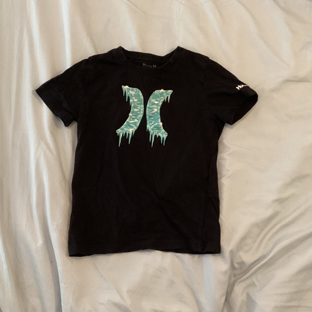 Hurley Black Tee with Aqua Graphic